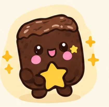 Maskot Brownie Points memegang bintang