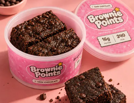 Satu tray Brownie Points isi 2 fudgy brownies dark chocolate